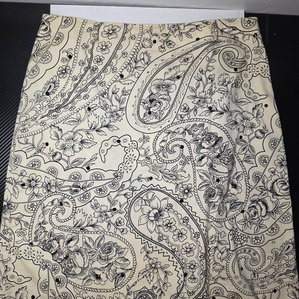 Grace Floral Paisley Mini Skirt - Cream and Black